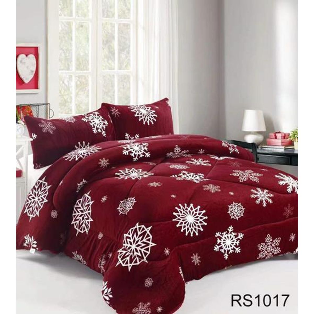 GENERICO - Plumon Cobertor de invierno Plush y Chiporro 2 Plazas - Diseños Burdeo