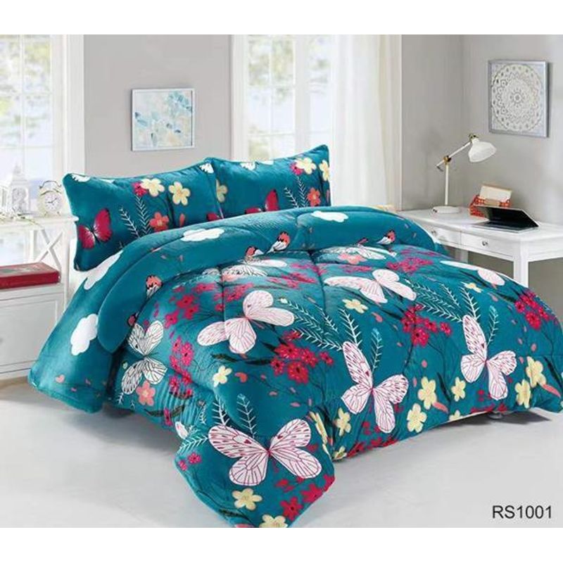 GENERICO - Plumon Cobertor de invierno Plush y Chiporro 2 Plazas - Turquesa