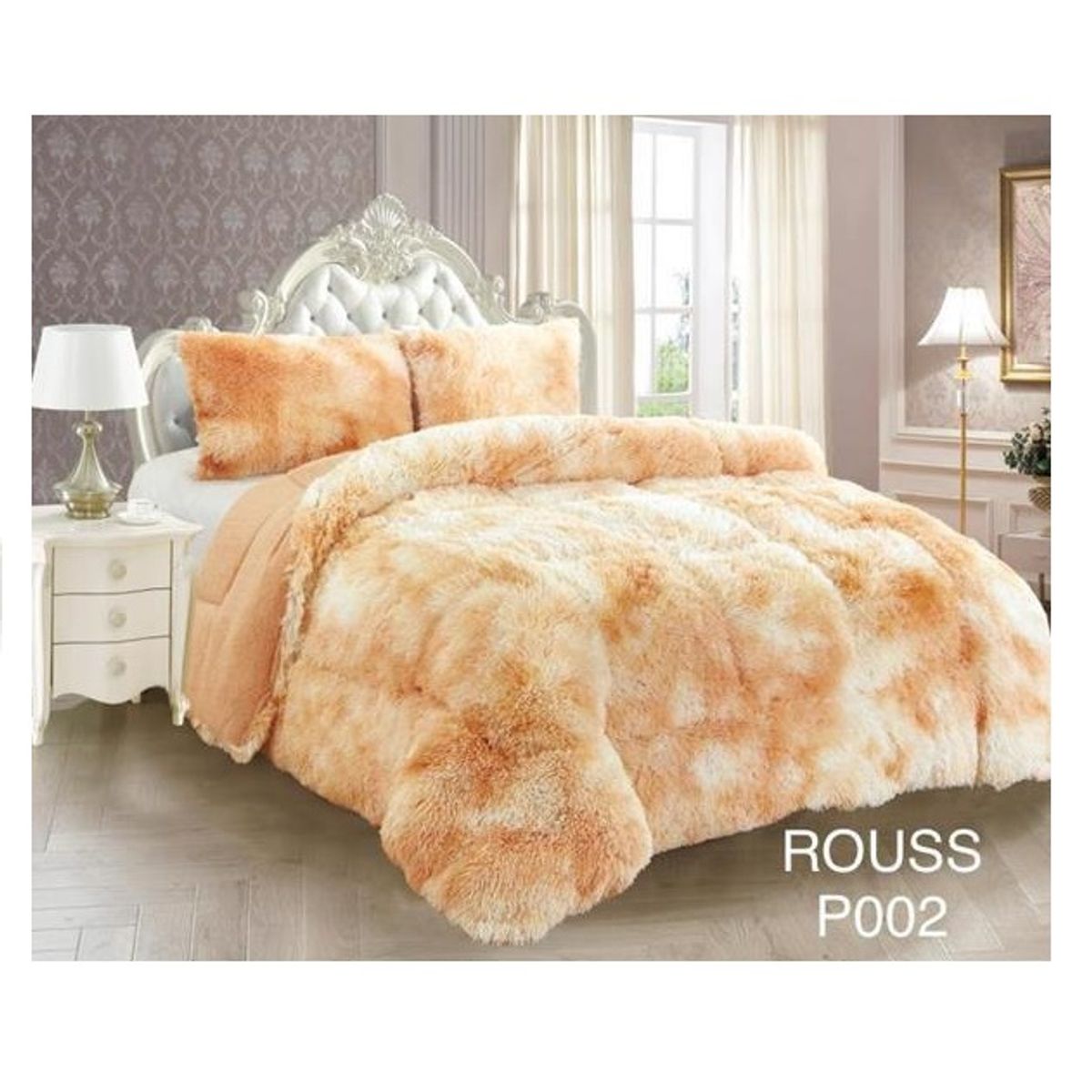 GENERICO - Cobertor de invierno Peludo con Chiporro 2 Plazas Crema Jaspeado