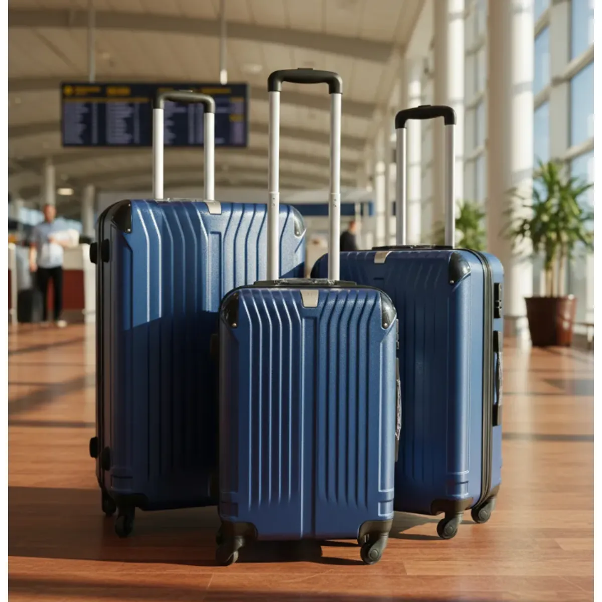 GENERICO - Set 3 Maletas Rigidas Ruedas 360 Azul Marino 28