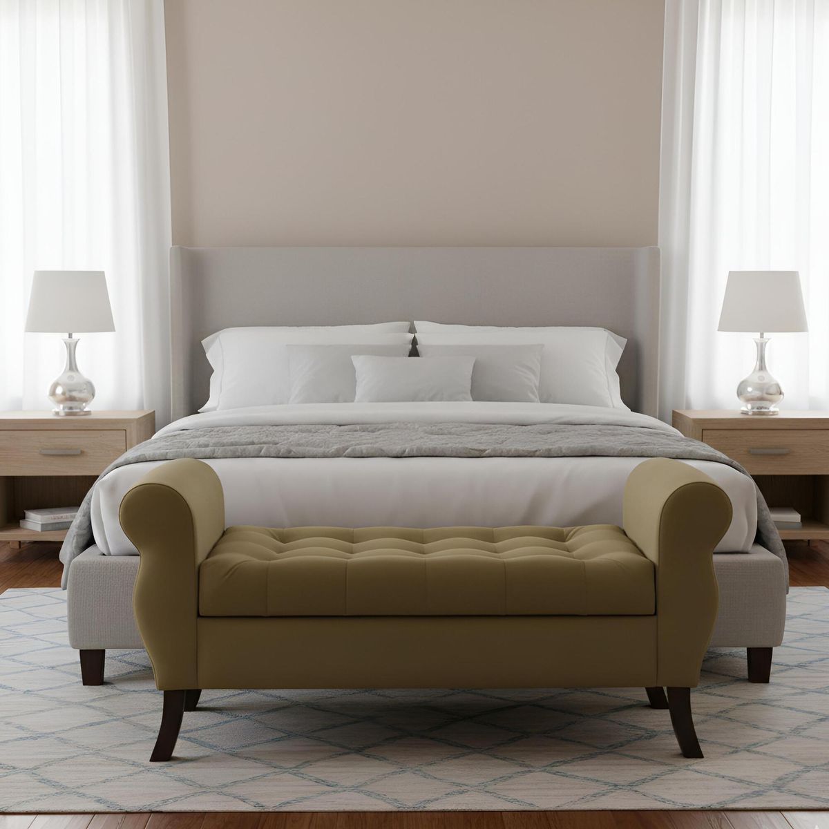 GENERICO - Banqueta Baúl Diva Color Verde Musgo