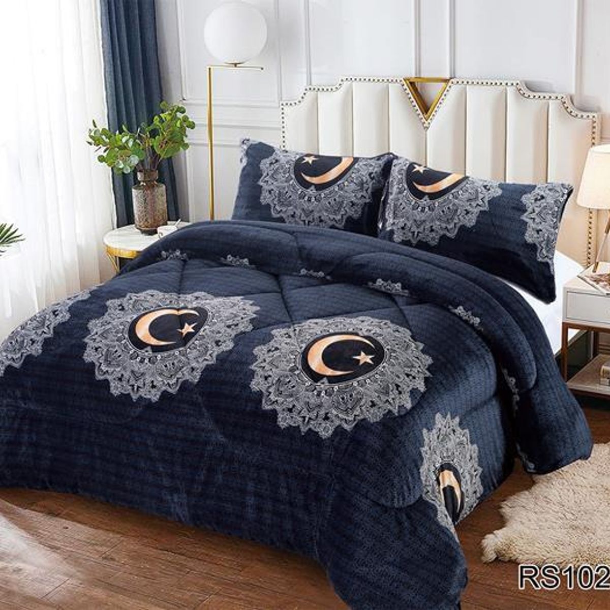 GENERICO - Cobertor de invierno Plush con Chiporro 2 Plazas - Negro Luna