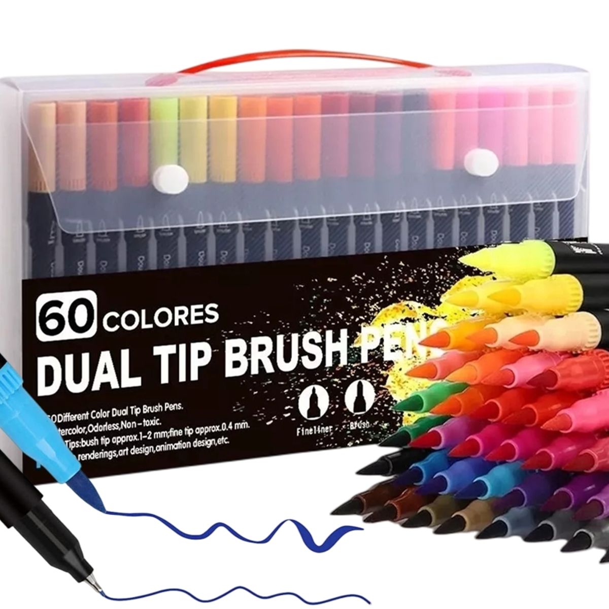 KUANGYE - Marcadores Plumones Doble Punta Pincel 60 Colores