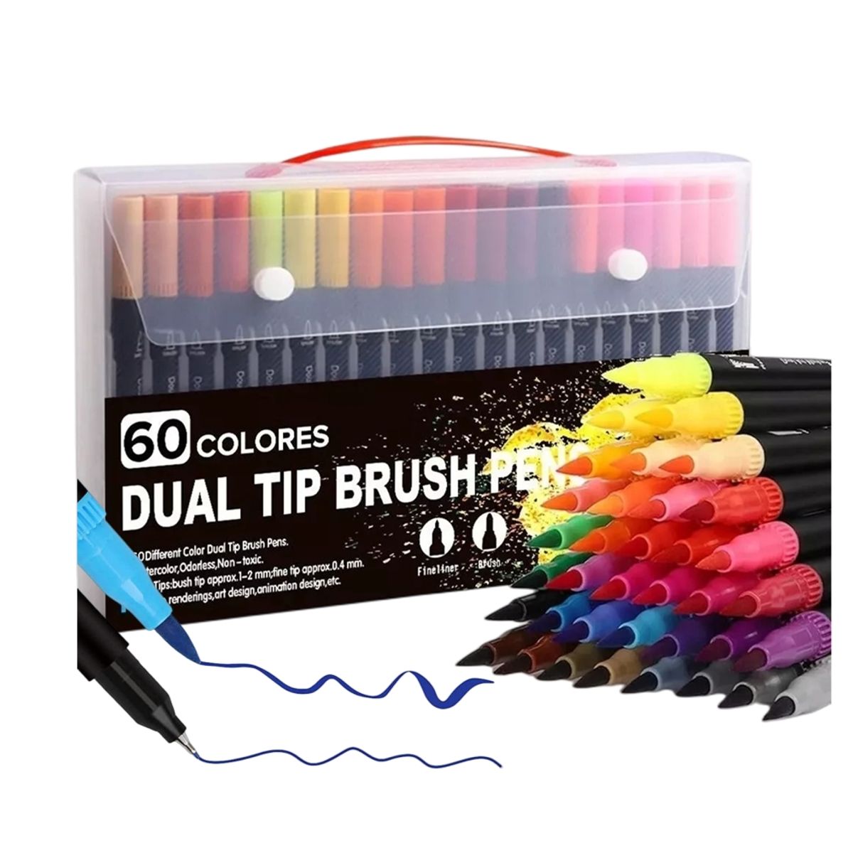KUANGYE - Marcadores Plumones Doble Punta Pincel 60 Colores