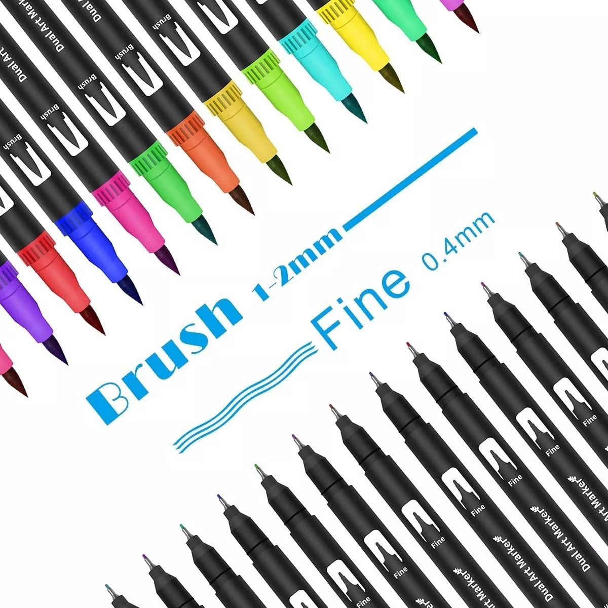 KUANGYE - Marcadores Plumones Doble Punta Pincel 60 Colores