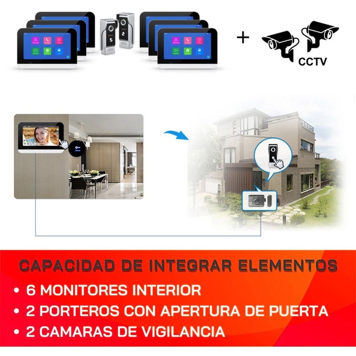 GENERICO - Video Portero Citófono Wifi  Monitor 7 Alámbrico TuyaSmart