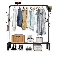 Perchero Organizador Colgante De Ropa Tubo 25mm Con Ganchos Negro