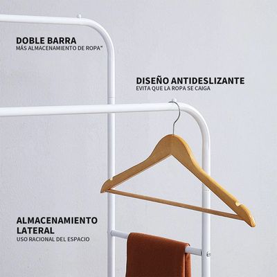 Imagen 2 del producto Perchero Organizador Colgante De Ropa Doble Barra Metálico Blanco