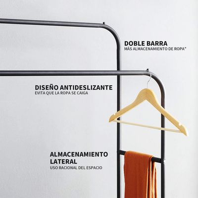 Imagen 2 del producto Perchero Organizador Colgante De Ropa Doble Barra Metálico Negro