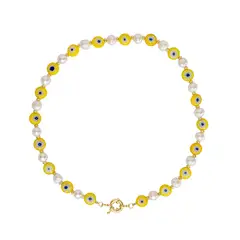 TULIPA - Collar Cuentas Millefiori Perlas De Agua Dulce