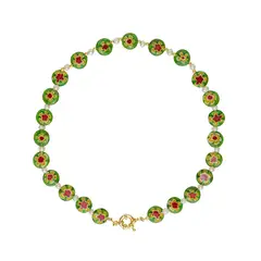 TULIPA - Collar De Cuentas De Millefiori Broche Timón Baño Oro 18k