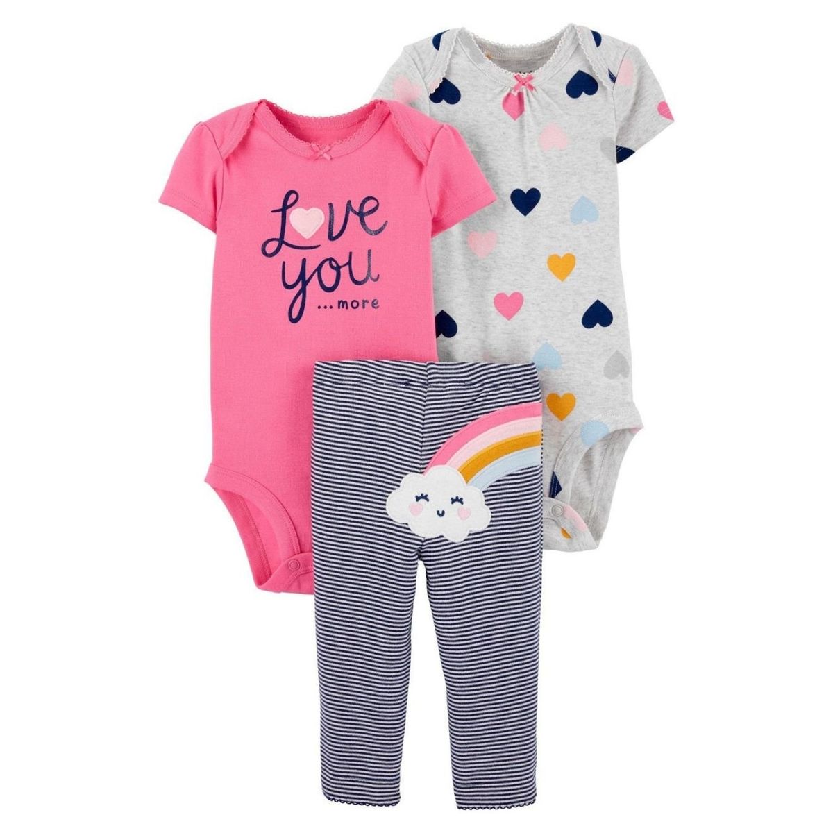 TEDMIMAK - Set 3 Piezas Arcoíris y Corazones Tedmimak Conjunto 100% Algodón