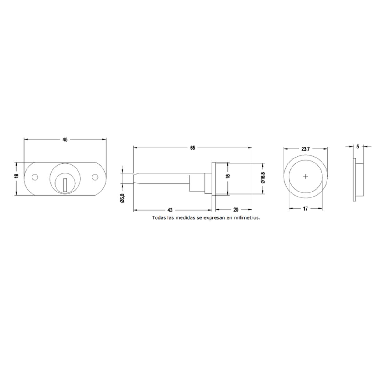 POLI - Cerradura de Muebles 175 Kardex Frontral
