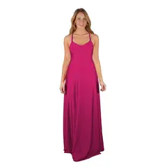 MARIA PASKARO - Vestido Largo Paris Fucsia Lycra Lazo - Fucsia