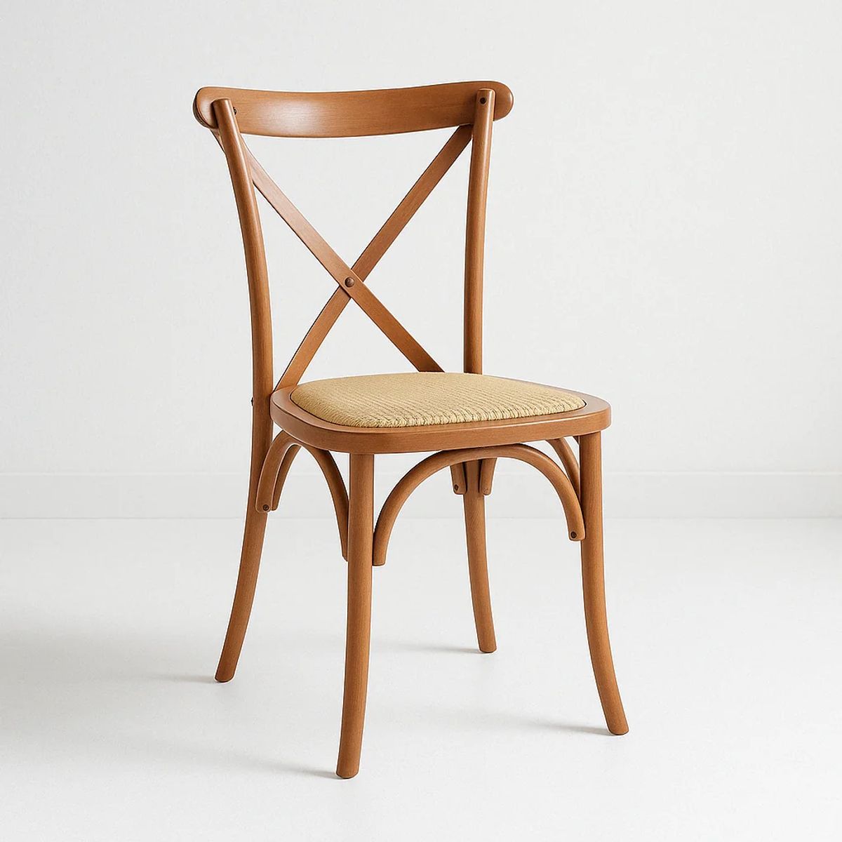 KLIK - Silla Taburete Crossback de Madera Rattan Comedor KLIK