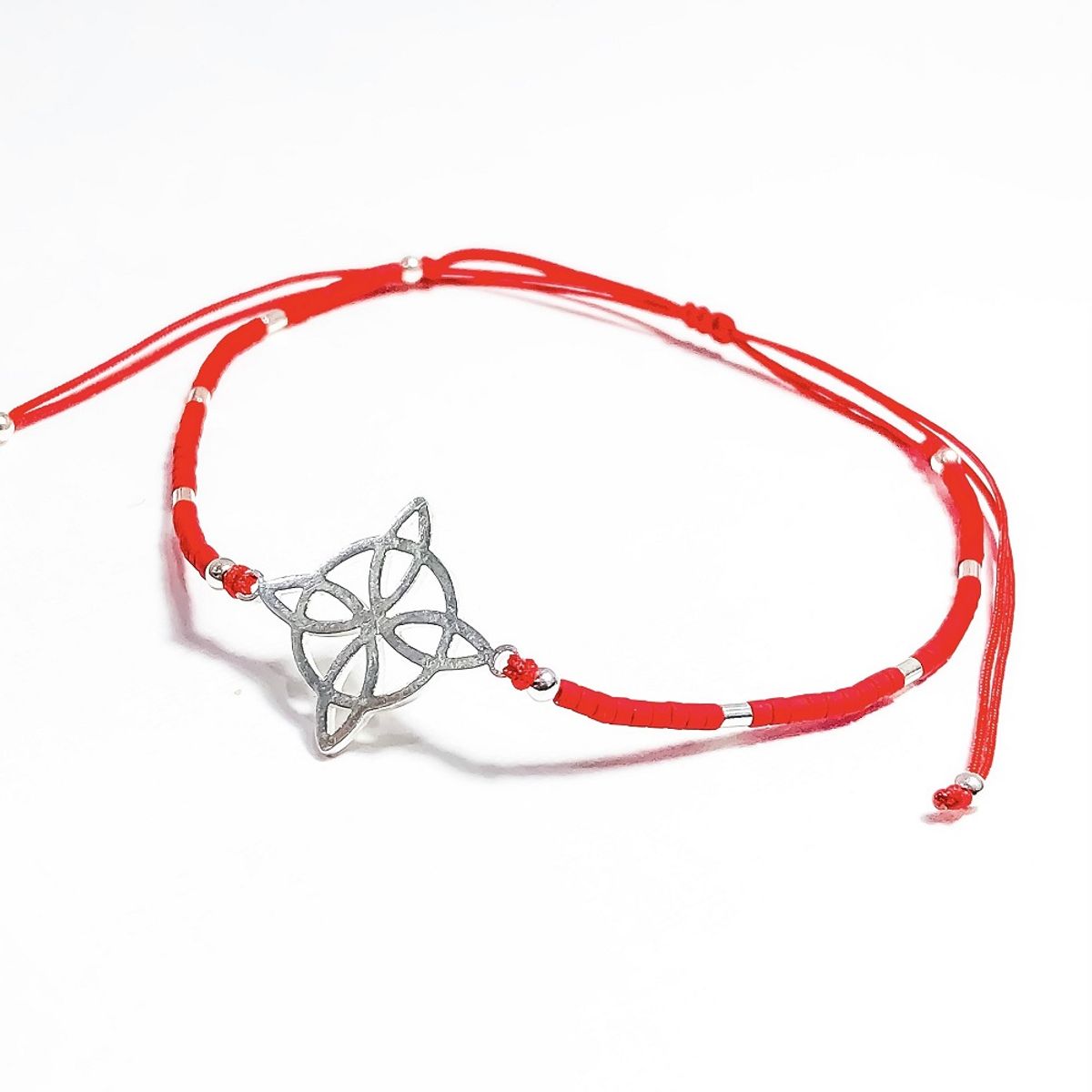 GENERICO - Pulsera roja Plata Nudo de Bruja