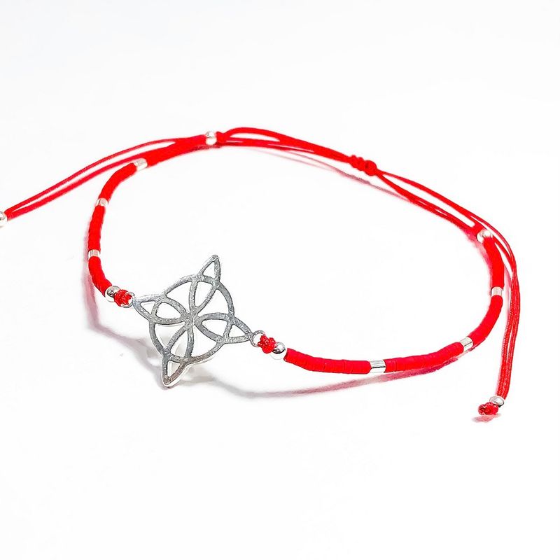 GENERICO - Pulsera roja Plata Nudo de Bruja