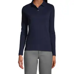 90 GRADOS - Polera Manga Larga Pique Azul Marino Para Mujer
