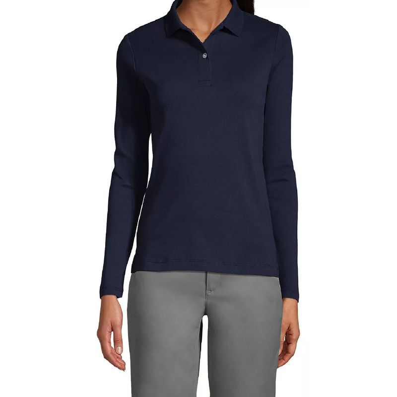 90 GRADOS - Polera Manga Larga Pique Azul Marino Para Mujer_.