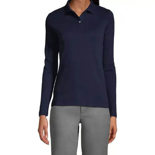 90 GRADOS - Polera Manga Larga Pique Azul Marino Para Mujer