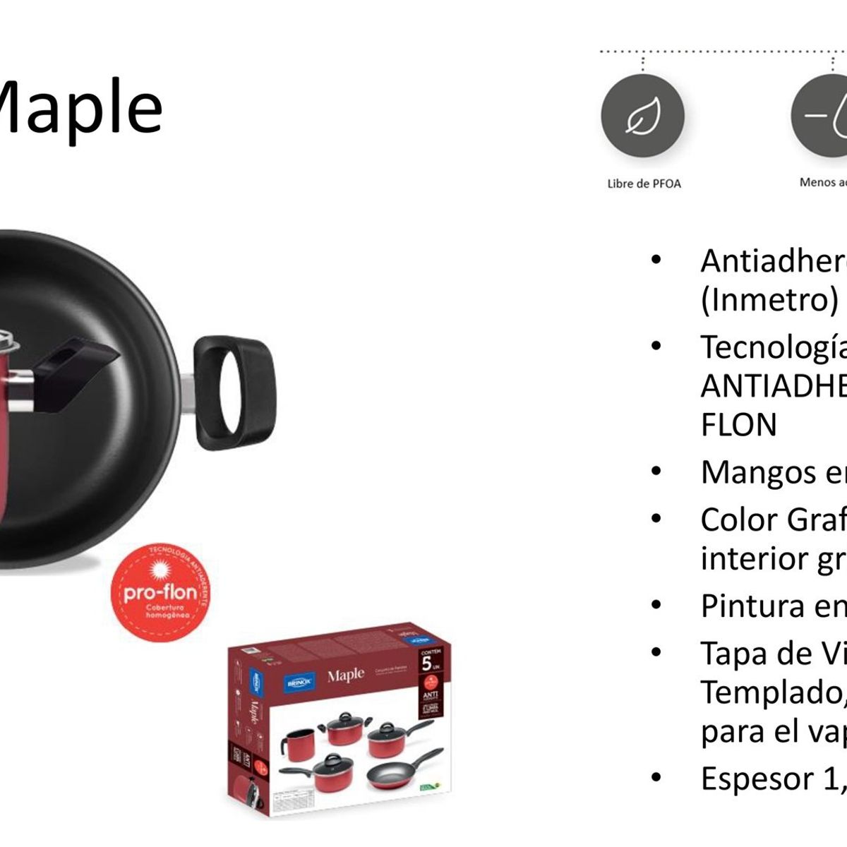 BRINOX - Olla Con Tapa 20cm 2.65L Brinox Maple Plata