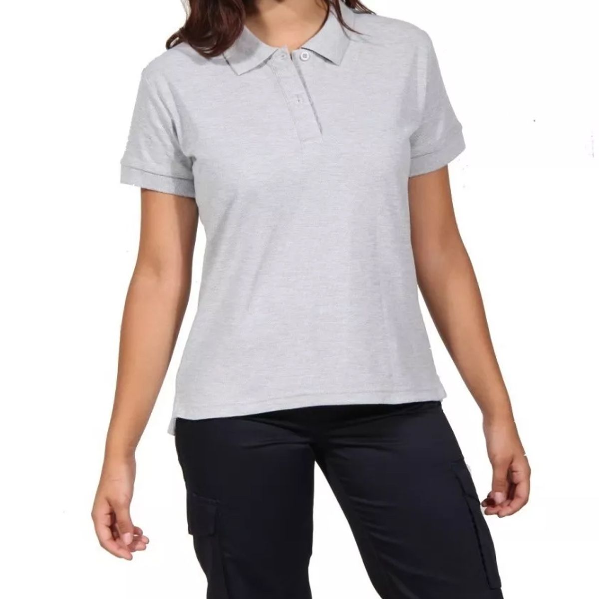 90 GRADOS - Polera Manga Corta Pique Gris Para Mujer