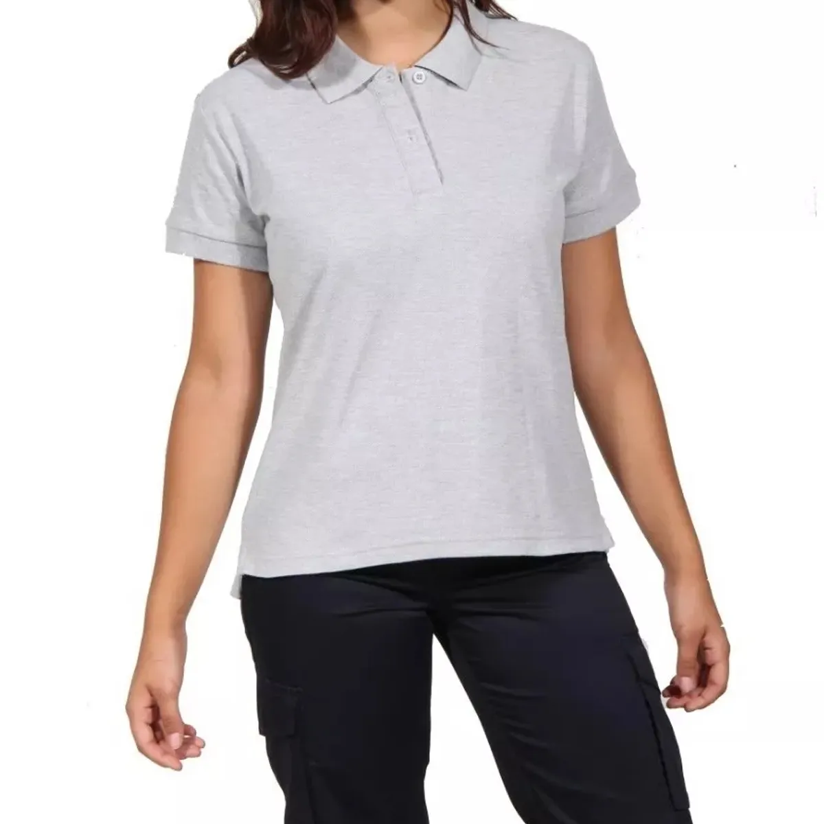 90 GRADOS - Polera Manga Corta Pique Gris Para Mujer