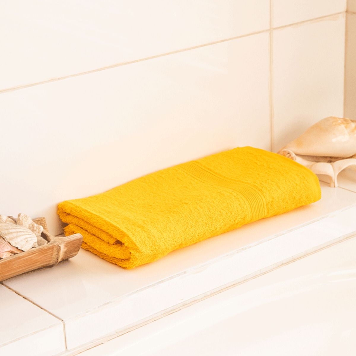 DECO EXPRESS - Sabana de baño - 100% Algodon 550grs 90x150cm Ultra absorbente Mostaza