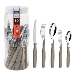 BRINOX - Juego de Cubiertos 30 Piezas Itaparica Gris