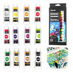 GENERICO - Set Pinturas Gouache Pigmentos Témpera 12 Colores Tubos 12ml.
