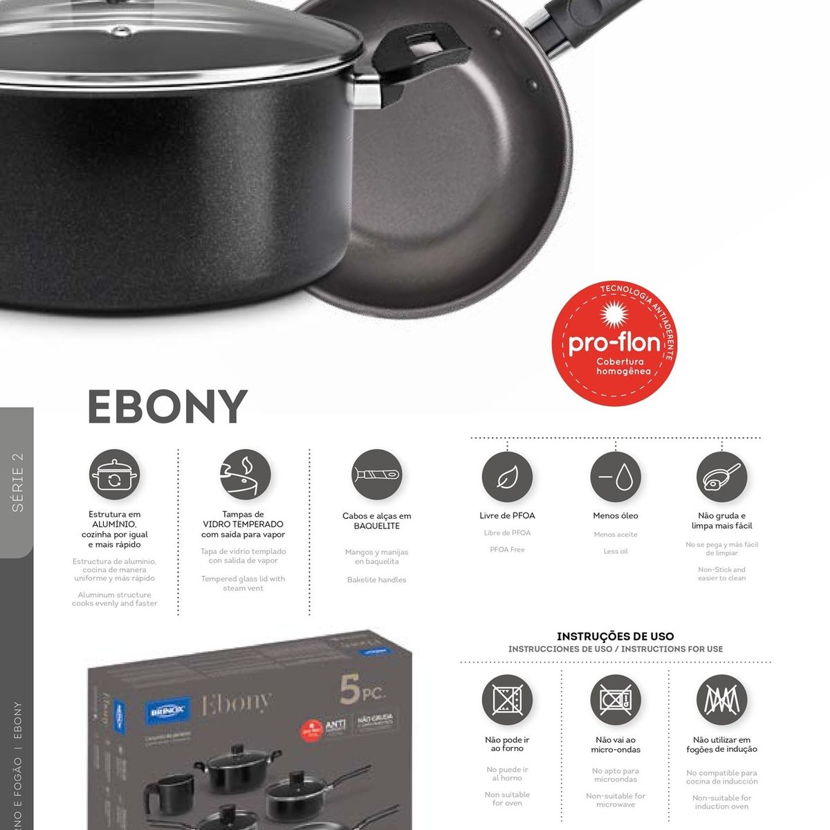 BRINOX - Sartén Panquequera 22cm 0.45L Brinox Ebony Negro