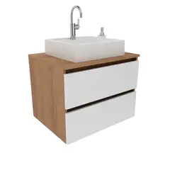 TECNOMOBILI - MUEBLE BAÑO AEREO CON 2 CAJONES ALMENDRA/BLANCO