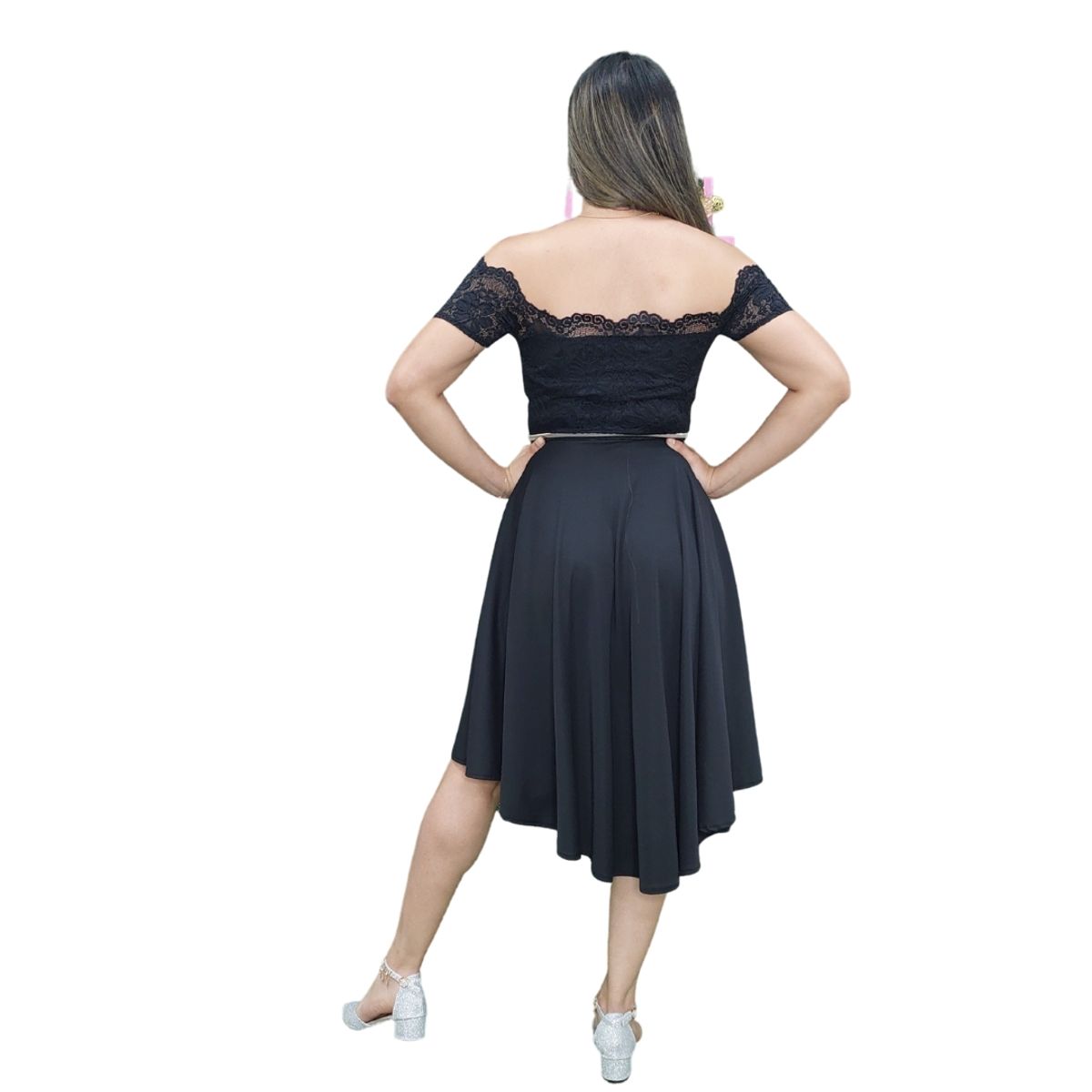 GENERICO - VESTIDO ASIMETRICO DE ENCAJE IDEAL PARA FIESTA GALA GRADUACION