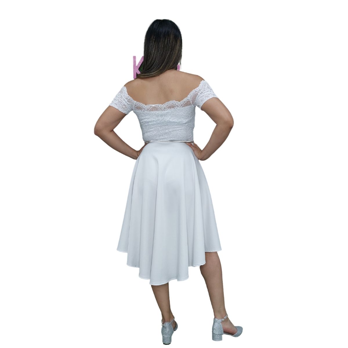 GENERICO - VESTIDO ASIMETRICO DE ENCAJE IDEAL PARA FIESTA GALA GRADUACION