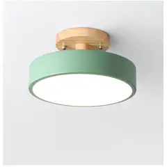 HOME NEAT - 2 Unidades Led lámpara de techo ø18cm base de madera 3 colores Verde
