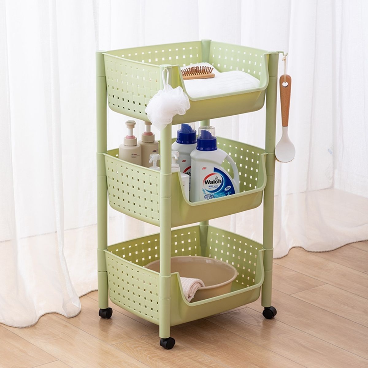 GENERICO - Carro Organizador Con Ruedas 3 Niveles Verdulero 5322 Verde