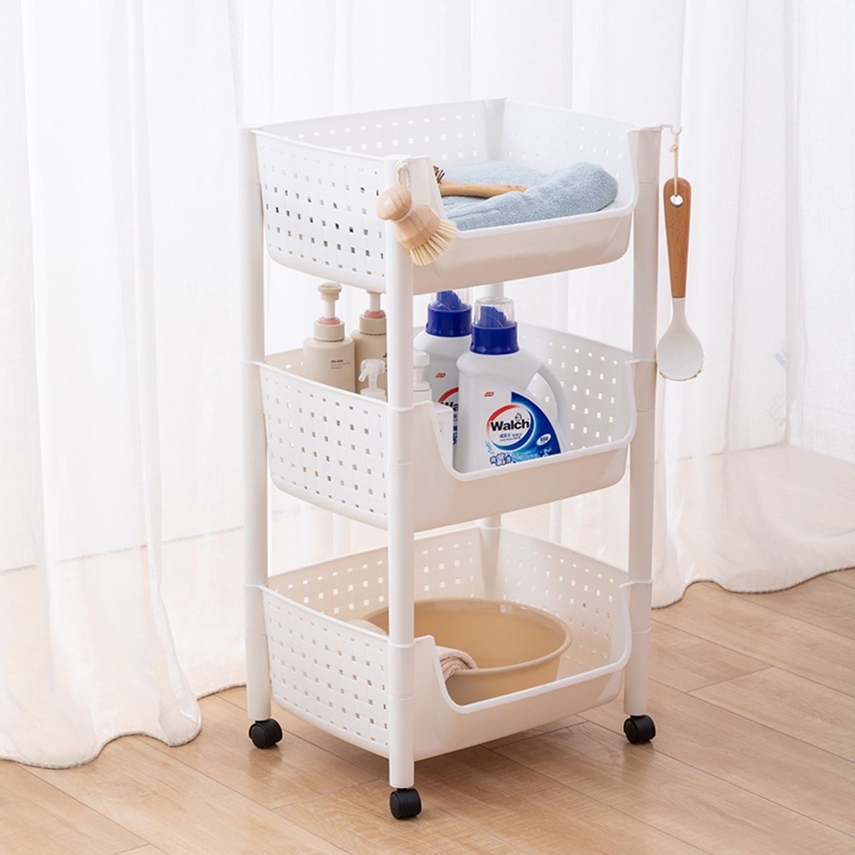 GENERICO - Carro organizador con ruedas 3 niveles verdulero 5322 Blan