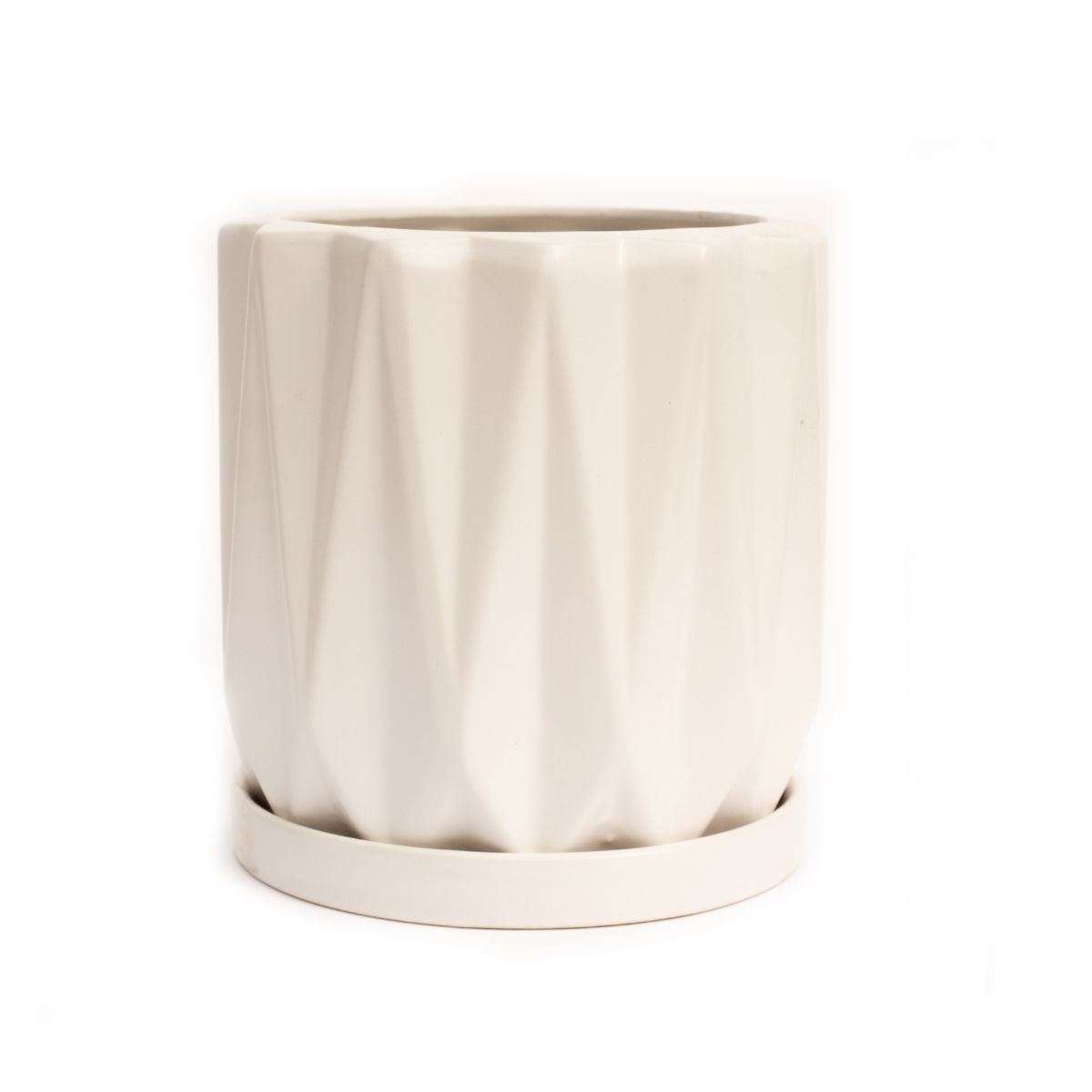 LEPOTIT - Macetero cerámica origami blanco