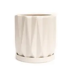 LEPOTIT - Macetero cerámica origami blanco