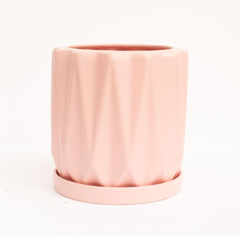 LEPOTIT - Macetero cerámica origami rosado