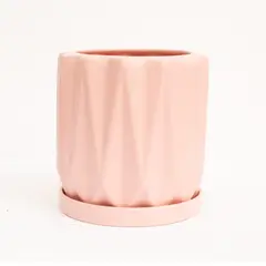 LEPOTIT - Macetero cerámica origami rosado