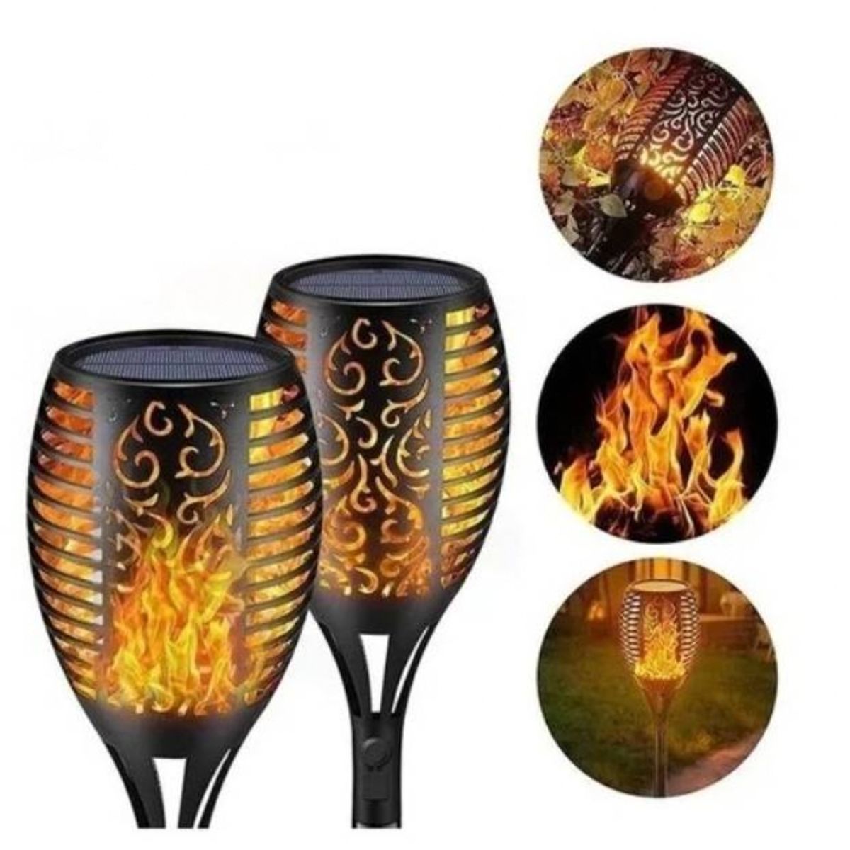 GENERICO - 2x Luz Solar Estaca Estilo Antorcha Para Jardín Al Aire Libre