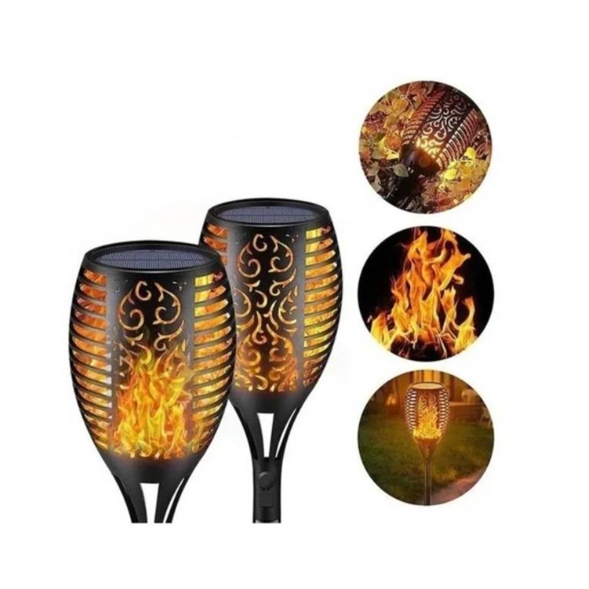 GENERICO - 3x Luz Solar Estaca Estilo Antorcha Para Jardín Al Aire Libre