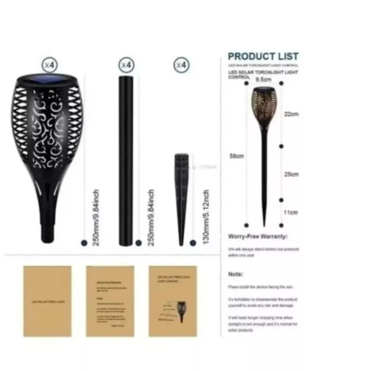 GENERICO - 3x Luz Solar Estaca Estilo Antorcha Para Jardín Al Aire Libre