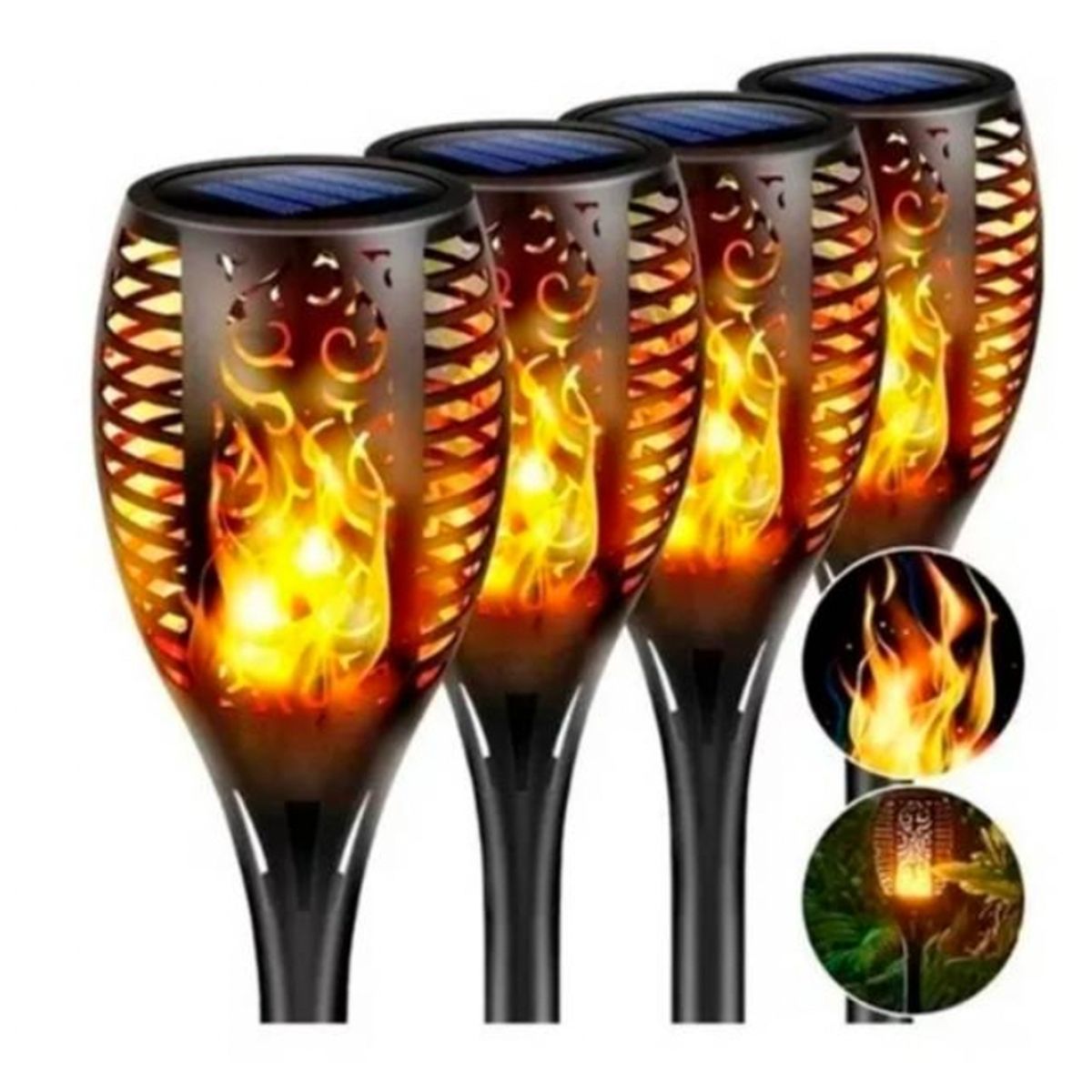 GENERICO - 4x Luz Solar Estaca Estilo Antorcha Para Jardín Al Aire Libre