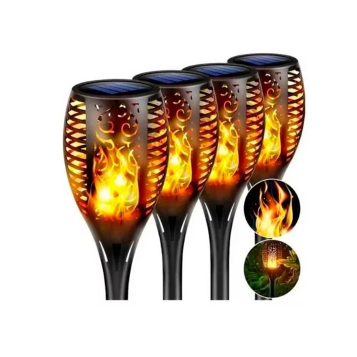 GENERICO - 4x Luz Solar Estaca Estilo Antorcha Para Jardín Al Aire Libre