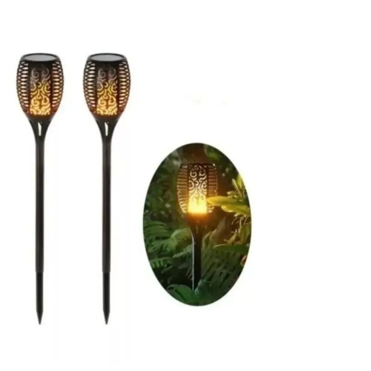 GENERICO - 4x Luz Solar Estaca Estilo Antorcha Para Jardín Al Aire Libre