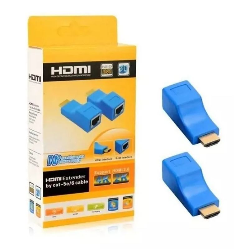 GENERICO - Adaptador Extensor Hdmi 30m Sobre Cat 5e6 Utp Red Rj45