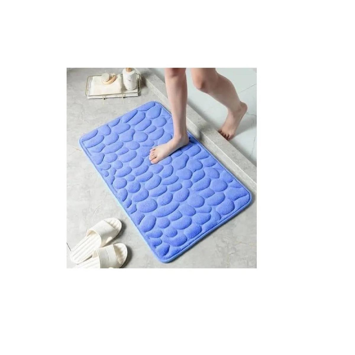 GENERICO - Alfombra De Baño Absorbente Suave Baño Piedras Azul
