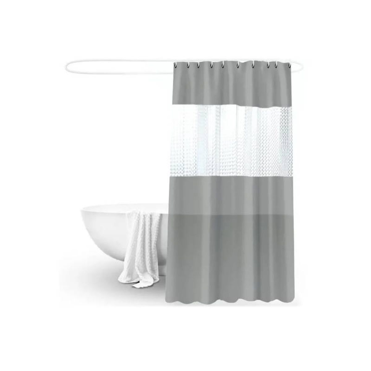 GENERICO - Cortina Ducha Baño 180x200 Decoración Gris